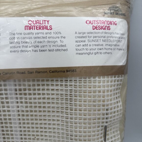 Vtg Sunset Needlepoint Kit Diamond Gros Point Pillow 16x16 Audrey Powell Sealed - Picture 9 of 9